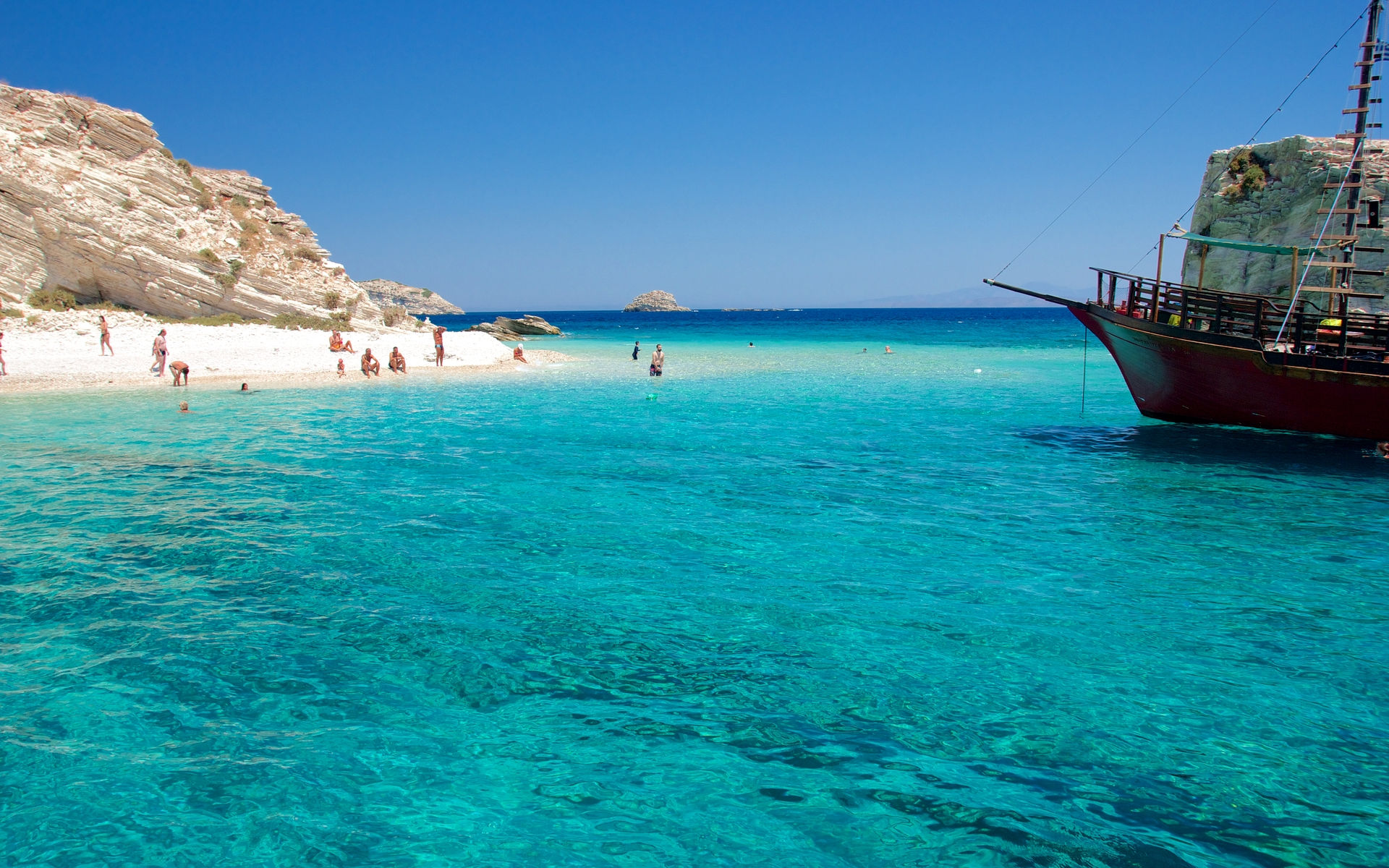 Beaches on Lipsi in Greece.