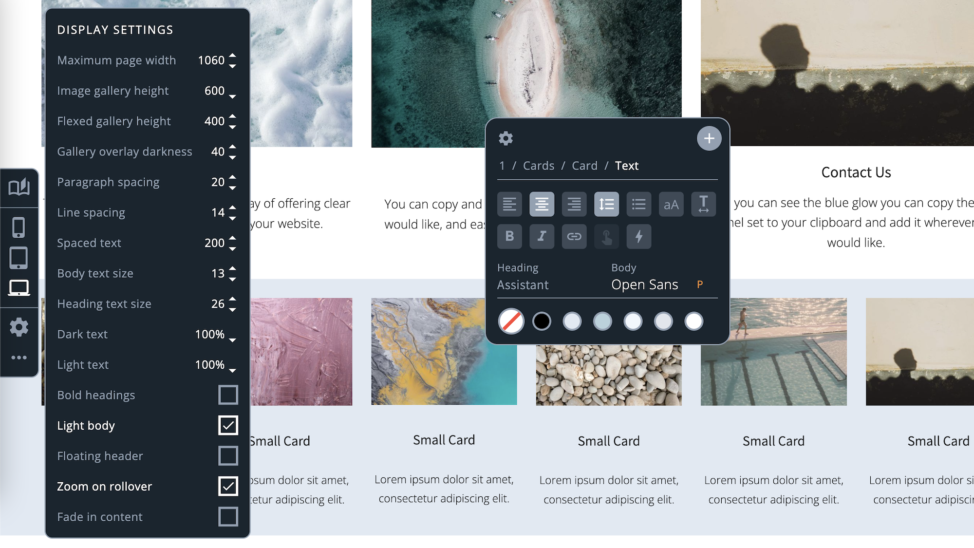 Controlling the appearance of your website